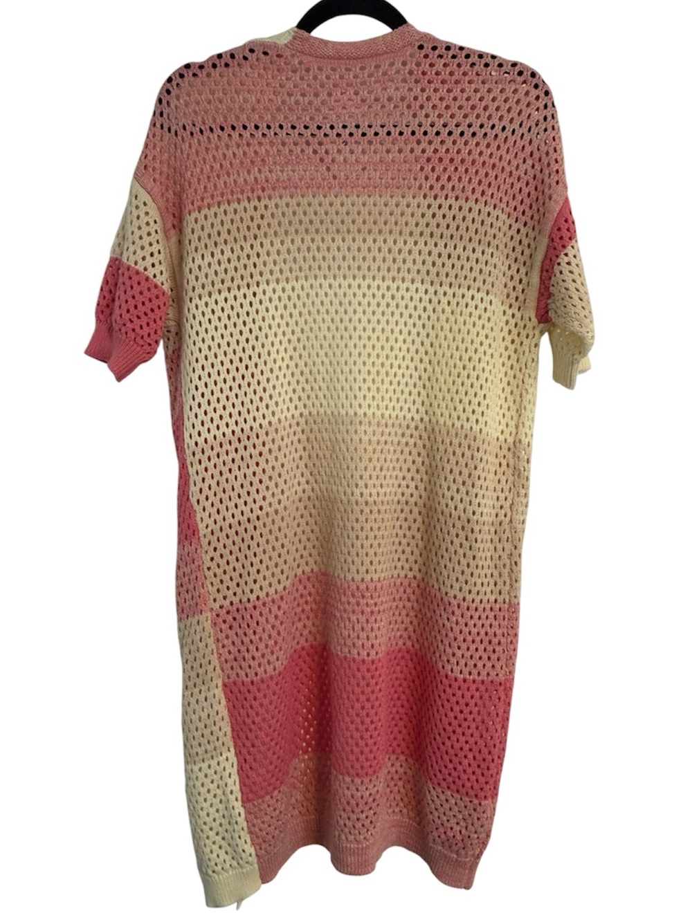 Pink and Cream Knit Open Front Short Sleeve Cardigan NWT - Picture 4 of 4